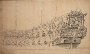 Porträtt av "Mountagu", ca 1661 (grafit, grå lav) av Willem van de the Elder Velde