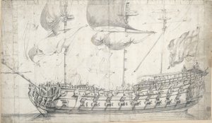 Porträtt av "Tigern" (1678), ca 1681 (grafit, grå lav) av Willem van de the Elder Velde