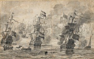 Slaget vid Scheveningen, 31 juli 1653: den sista passagen i slaget av Willem van de the Elder Velde