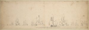 Den nederländska flottan före slaget vid Lowestoft, maj-juni 1665 av Willem van de the Elder Velde