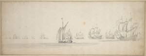 Den holländska flottan på väg mot den skotska kusten av Willem van de the Elder Velde