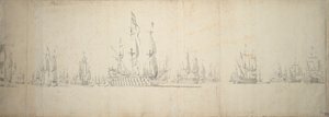 Dagen före slaget vid Lowestoft, 2-12 juni 1665 av Willem van de the Elder Velde
