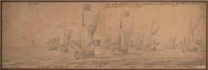 Båtar som anlände till Hollands kust den 9 december 1677 av Willem van de the Elder Velde