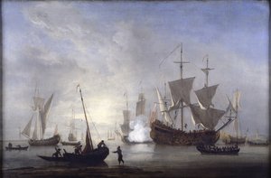 Sjöfarten i lugnt läge, ca 1680 (olja på duk)