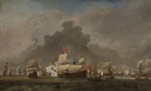 Slaget vid Solebay den 7 juni 1672 av Willem van de the Younger Velde