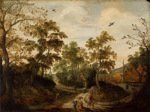 Utsikt över en by av Willem van den Bundel