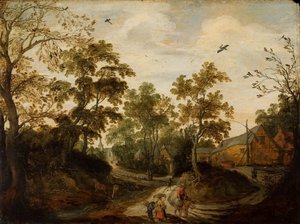 Utsikt över en by av Willem van den Bundel
