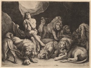 Daniel i Lejonhålan av Willem van der Leeuw after Sir Peter Paul Rubens