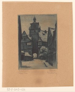 Utsikt över Weisserturm, i Rothenburg ob der Tauber Rothenburg o. T. Weisserturm (titel på objekt) av Willi Foerster (signed by artist)