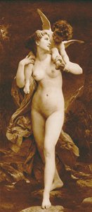 Ungdom och kärlek (fotogravyr) av William-Adolphe (after) Bouguereau