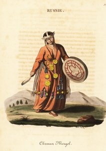 Kvinnlig trollkarl eller shaman, mongoliska människor