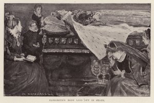 Elizabeths I kropp upplagd i liggande, publ. 1898 (litografi)