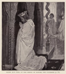 Henrik III:s vaka vid Edvard Bekännarens helgedom (litografi) av William (after) Hatherell