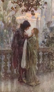Shakespeares Romeo och Julia: Akt III, Scen V (färglitografi) av William (after) Hatherell