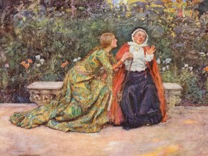 Shakespeares Romeo och Julia: Akt II, scen V (färglitografi)