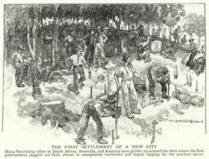 Den första bosättningen av en ny stad (litho) av William (after) Hatherell