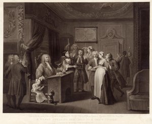 En kvinna som svär sitt barn till en gravmedborgare (mezzotint)