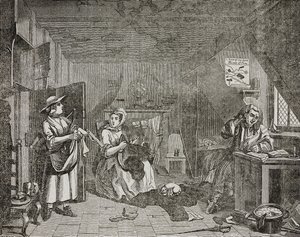 Drabbad poet, efter målning av William Hogarth