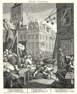 Beer Street (gravyr) av William (after) Hogarth