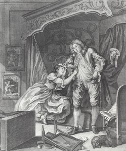 Kvinna blir prostituerad i 1700-talets England (gravyr)