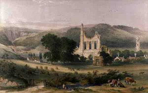 Byland Abbey från sydväst, från 