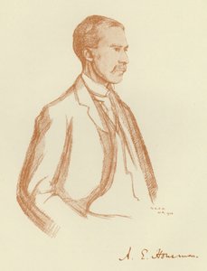 A E Housman, porträtt (litho) av William (after) Rothenstein