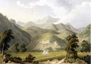 Approach to the Bore Ghaut, från en målning av överstelöjtnant Johnson, graverad av T. Fielding och färglagd av J.B. Hogarth (litho) av William (after) Westall