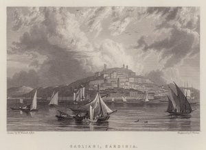 Cagliari, Sardinien (färg litho)