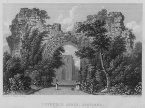 Dryburgh Abbey, Skottland (gravyr) av William (after) Westall