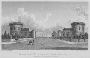 Ingång till Carlisle från söder, Prison and Sessions House (gravyr) av William (after) Westall