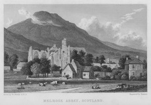Melrose Abbey, Skottland (gravyr) av William (after) Westall