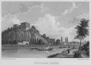 Nottingham Castle (gravyr) av William (after) Westall