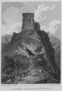 Peveril Castle, Derbyshire (gravyr) av William (after) Westall