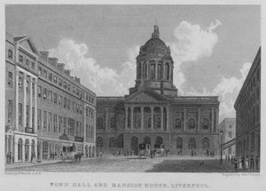 Town Hall and Mansion House, Liverpool (gravyr) av William (after) Westall