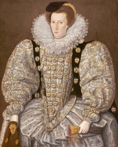 Porträtt av en dam vid det elisabetanska hovet, ca 1595 (olja på duk) av William (attr. to) Segar