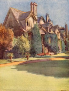 "Mansiones" i Worcester College; en kvarleva från benediktinmunkarnas hall (färglitografi)