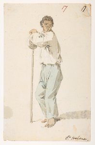 17 invånare i ’St. Helena.”  från ett album med 372 teckningar av landskap, kustlinjer, kostymer och vardagsliv gjorda under Lord Macartneys ambassad till Kinas kejsare, mellan 1792 och 1794 (penna och akvarell på papper) av William Alexander