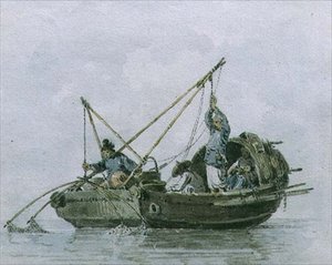 Kinesiska fiskare i ett skräp (akvarell) av William Alexander