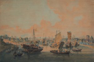 Ambassadens kinesiska pråmar passerar genom en sluss på Canal Grande av William Alexander