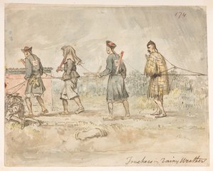 Spårare i regnigt väder, från ett album med 278 teckningar av landskap, kustlinjer, kostymer och vardagsliv gjorda under Lord Macartneys ambassad till Kinas kejsare (penna och akvarell på papper) av William Alexander