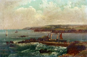 Port Bude, i Devon (England). Olja på duk av William Allan (1782-1850).