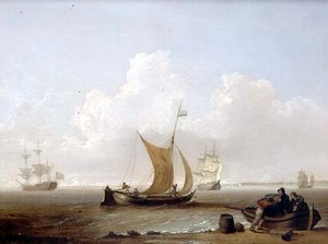 En holländsk kaag och annan holländsk frakt utanför Hollands kust av William Anderson