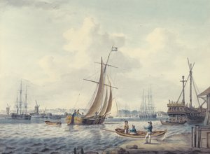 En vy över Greenwich och Deptford som visar Royal Naval College och Royal Dockyard, 1789 (wc) av William Anderson