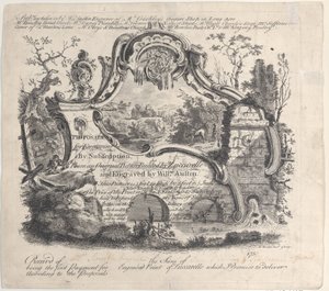 Förslag till gravyr vid prenumeration från en originalbild målad av Zuccarelle, 1756. av William Austin