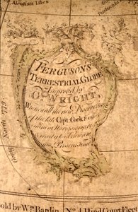 Kartusch i norra Stilla havet, ca 1795 (papier mache, kopparstick, mässing, trä, papper) av William Bardin