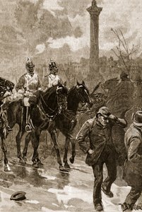 Bloody Sunday: Livvakterna håller Trafalgar Square, 1887, illustration från 