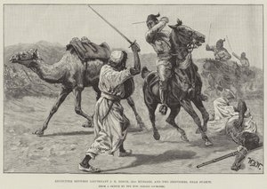 Möte mellan löjtnant J R Beech, 21st Hussars och Two Dervishes, nära Suakin av William Barnes Wollen
