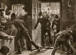 Fight at Ennis between National Leaguers and Police, 1886, illustration från 
