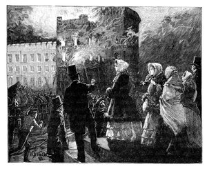Brand i Prince of Wales Tower, Windsor Castle, c1850-talet, 1888