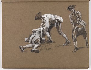 Studie för oljemålningen av William Barns Wollen, ?Slaget vid Lexington 1775? av William Barnes Wollen
